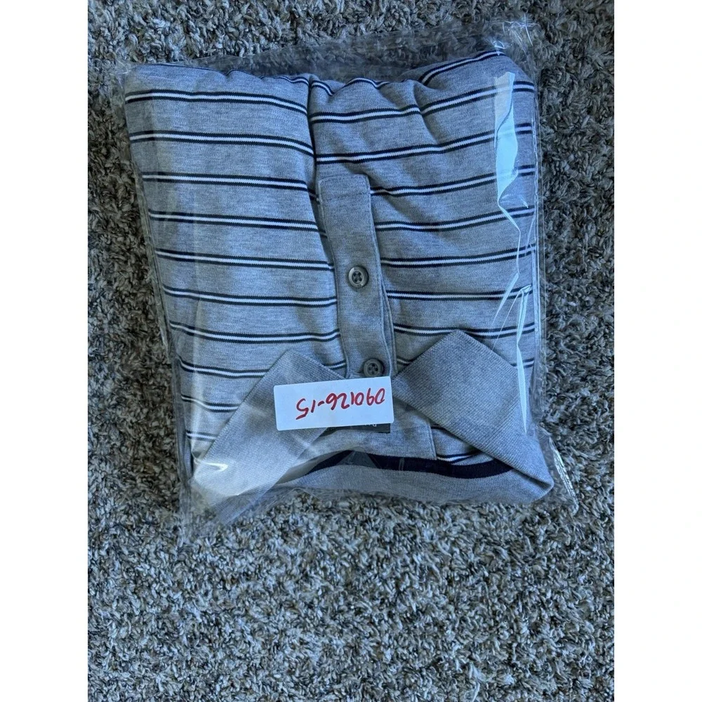 Banana Republic Lux Touch Polo 2XL Tall Gray Striped